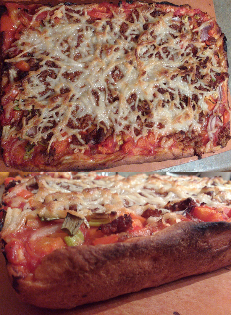 A delicious looking picture of a deep dish pizza. Damn this pizza looks good, you should check this image out!